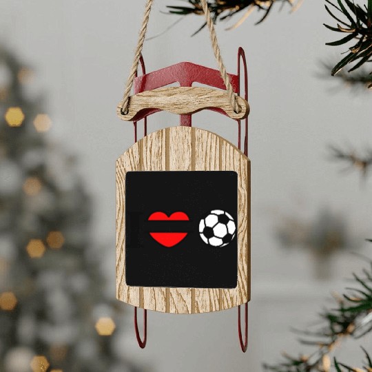 Monogram logo soccer heart Sled Ornaments