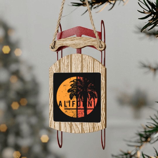 Long Beach California Cool Native Palm Tree Sled Ornaments