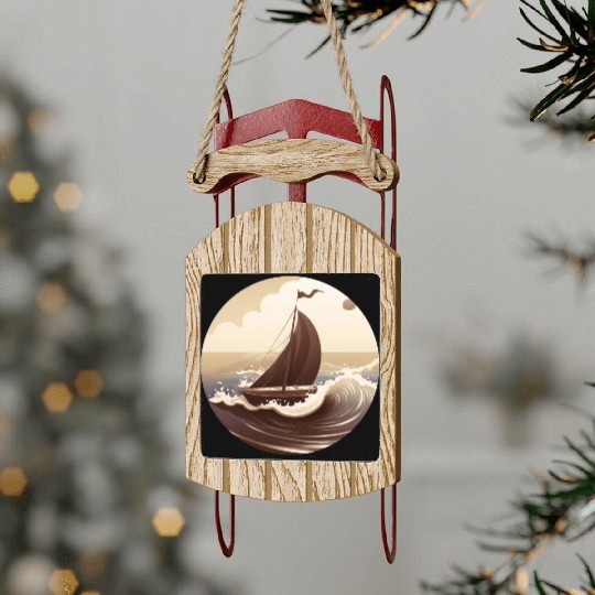 Chocolate Sailboat at Sunset Sled Ornaments