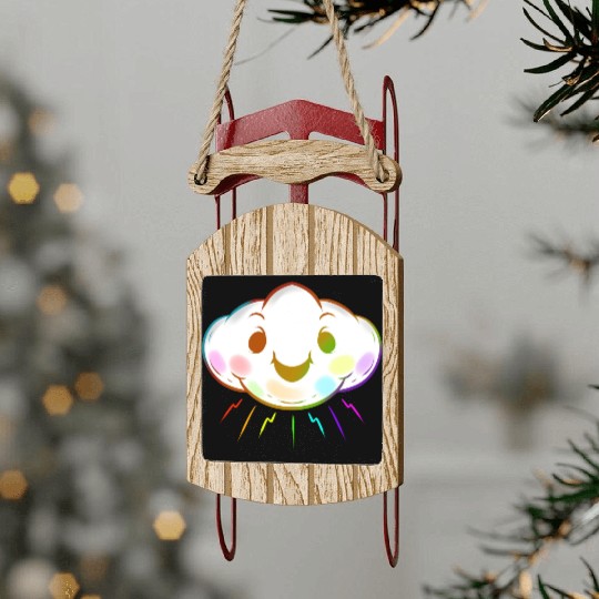 Colorful Rainbow Cloud Lgbtq Lesbian Gay Pride Sled Ornaments