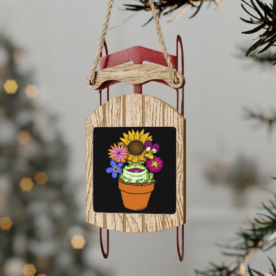 Flower Pot Toad Sled Ornaments