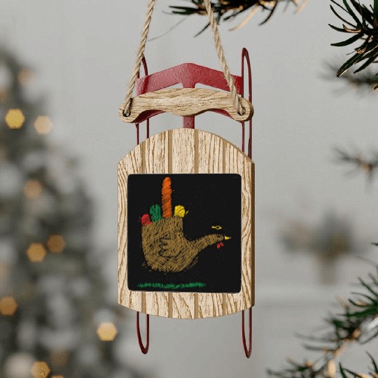 Thanksgiving Bird Sled Ornaments