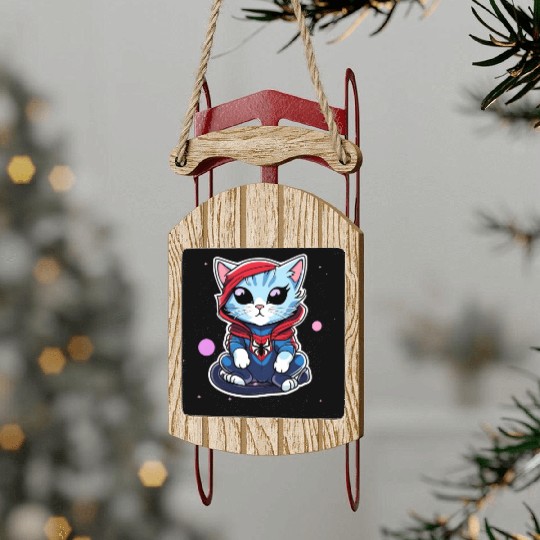 Cute Spider Kitty Sled Ornaments