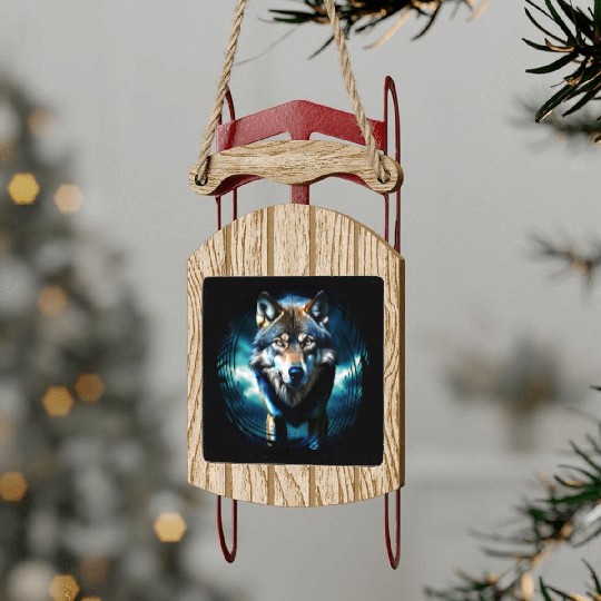 The Midnight Wolf Sled Ornaments