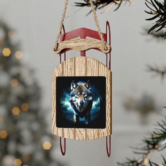 The Midnight Wolf Sled Ornaments