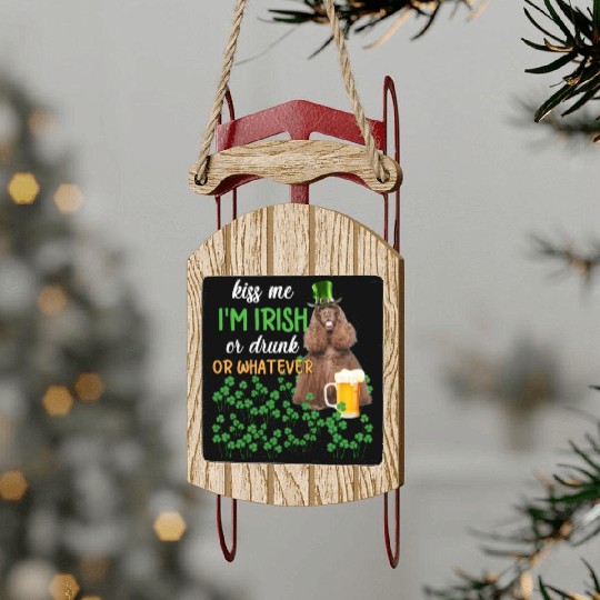 American Cocker Spaniel Kiss Me I'm Irish Or Drunk Sled Ornaments