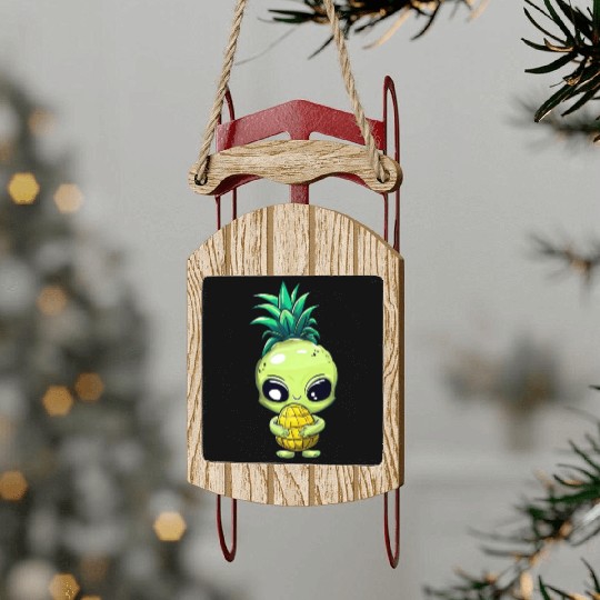 Alien with Pineapple Hair Sled Ornaments