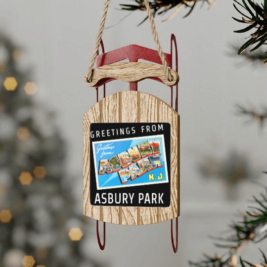 Asbury Park New Jersey Nj Travel Postcard Sled Ornaments