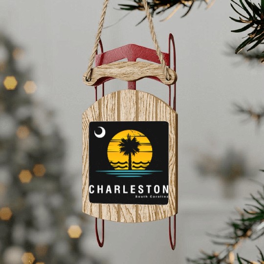 Charleston South Carolina Sc Palmetto Moon Sunset Sled Ornaments