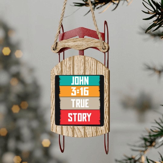 John 3:16 Lve Jesus Christian Christmas Sled Ornaments