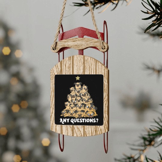 Pug Christmas Pug Santa Pug ornament Pug tree Pug Sled Ornaments