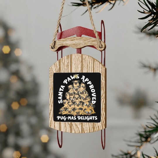 Pug Christmas Pug Santa Pug ornament Pug tree Pug Sled Ornaments