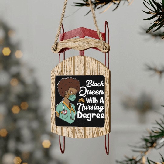 Black Queen With A Nursing Degree Sled Ornaments