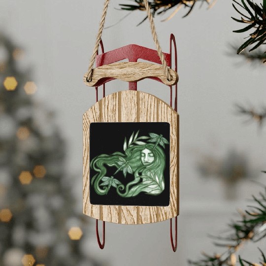 Dragonfly Goddess In Green Sled Ornaments