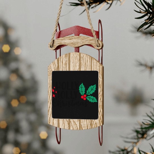 Holly Jolly Christmas Sled Ornaments