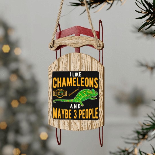 Chameleon Lizard Sled Ornaments