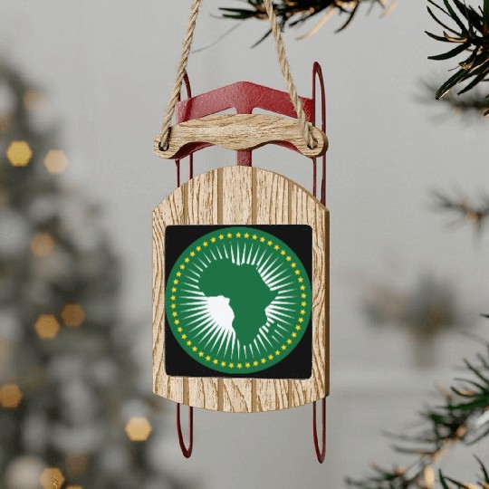 The african union flag, Green african union flag Sled Ornaments
