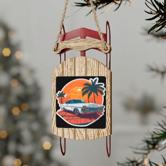 Classic Car Charm: Miami Street Nostalgia Sled Ornaments