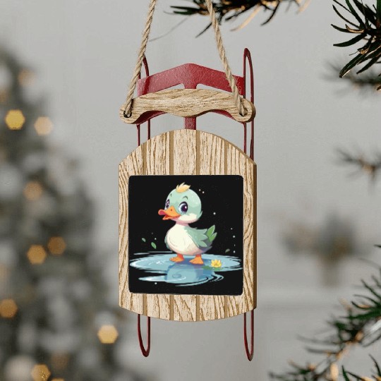 Green Duck Sled Ornaments