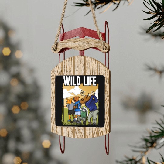 Funny Golf Sled Ornaments With Deer Raccoon Moose Bear Golf