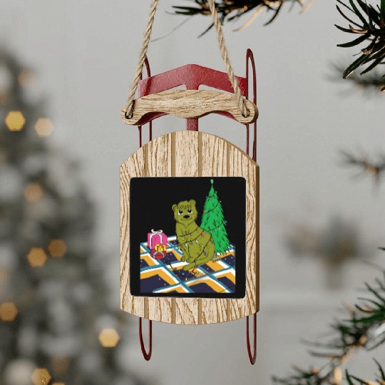 Cat Christmas Light Sled Ornaments Funny Cat Lover