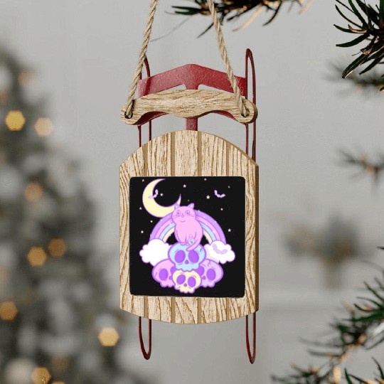 Pastel Goth Cat Skull Lover Cute Gothic Yami Sled Ornaments