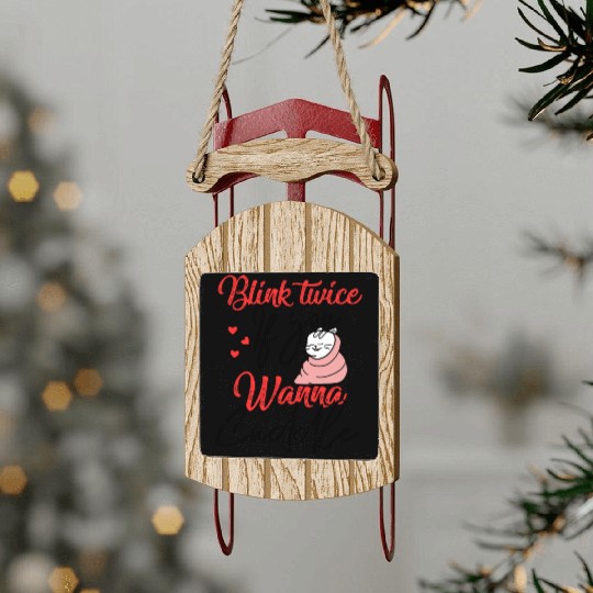 Blink Twice If You Wanna Cuddle Cat Lover Sled Ornaments