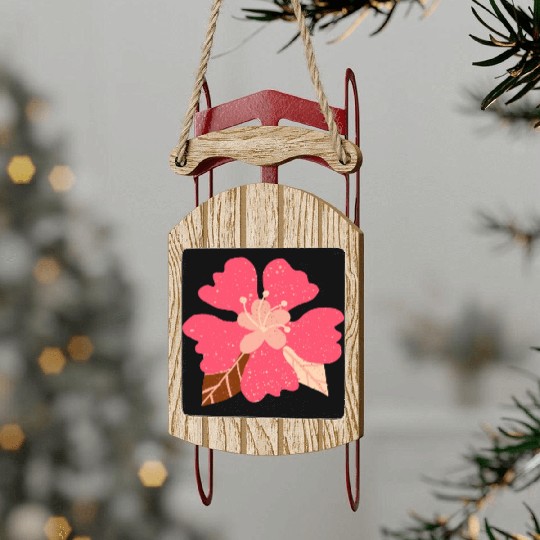 Hot Pink Hibiscus Flower Sled Ornaments