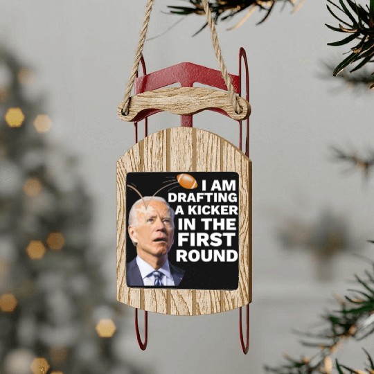 Confused Drafting Kicker Funny Fantasy Football Sled Ornaments
