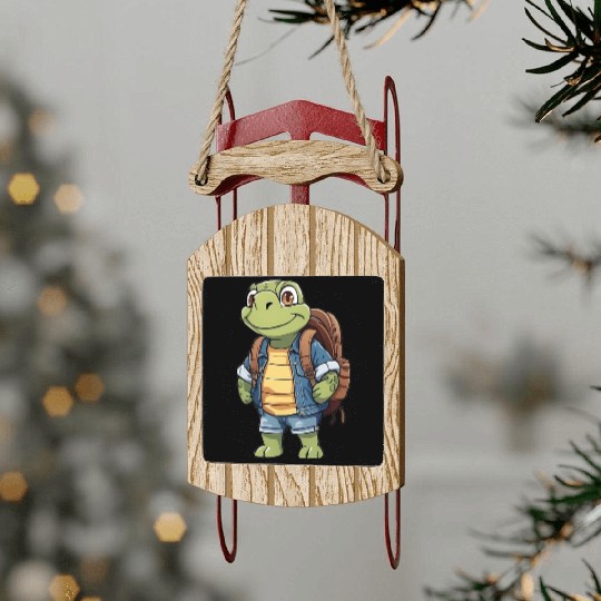 Turtle Wearing Backpack Sled Ornaments
