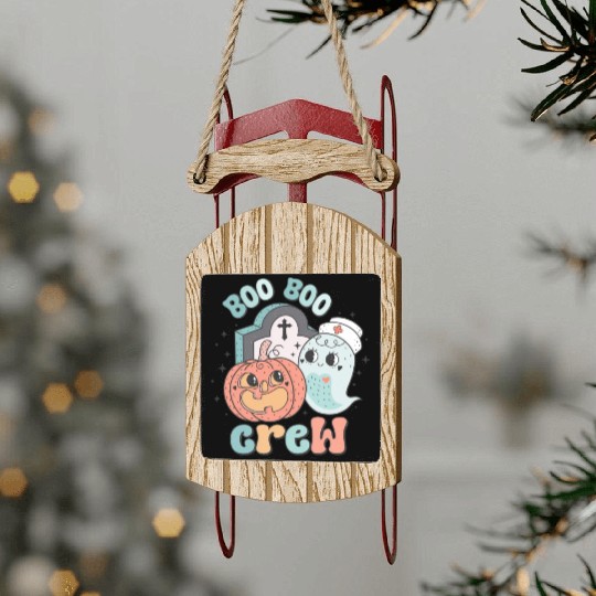 Boo Boo Crew Nurse Funny Ghost Women Halloween Sled Ornaments