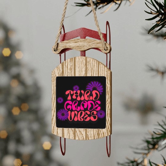 Fourth Grade Vibes for School Guys Neon Colors Sled Ornaments