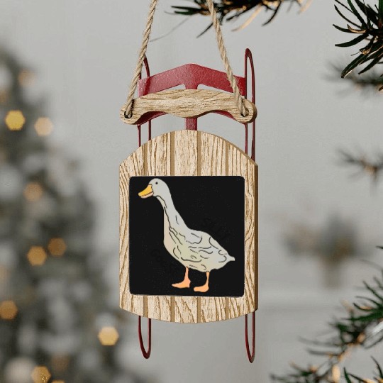 Playful Silly Goose Delight Sled Ornaments