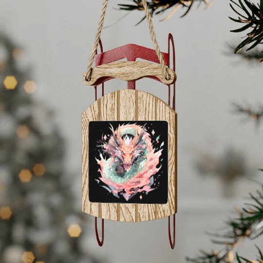Adorable Crystal Chinese Dragon Sled Ornaments