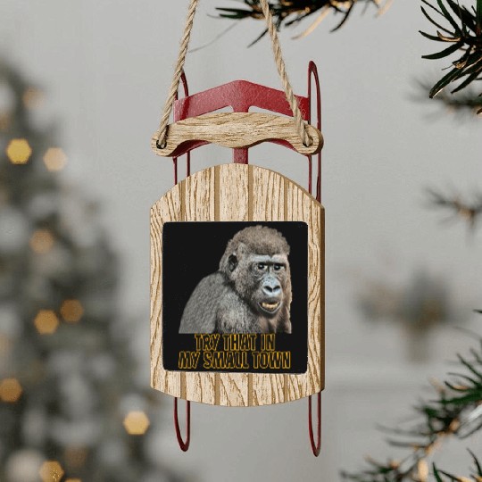Small Town Ape Sled Ornaments