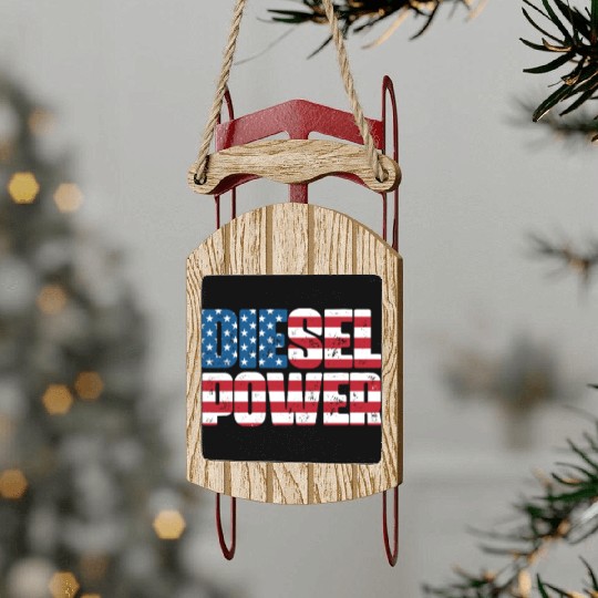 Diesel Power American Flag Sled Ornaments