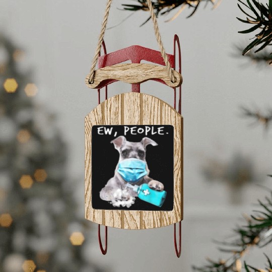 Miniature Schnauzer Ew People Dog Wearing A Face Sled Ornaments