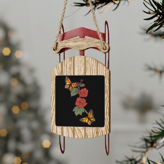 Natures Monarch Butterflies Sled Ornaments