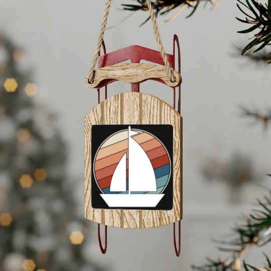 Sailing Boat Retro Style Sled Ornaments