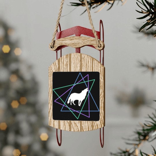 Geometric Howling Wolf Sled Ornaments