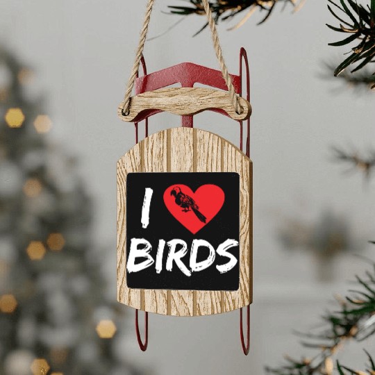Bird Lover Heart Cute Birdwatcher Parrot Heron Sled Ornaments