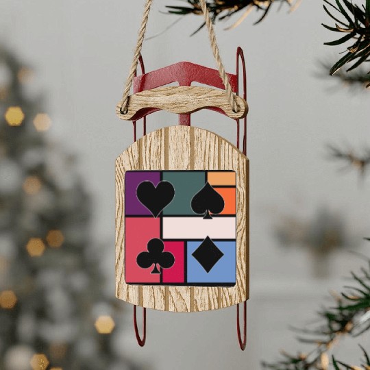 Vintage Playing Cards – Retro Suit Symbols Sled Ornaments