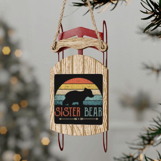 Cute Sister Bear Retro Little Sister Vintage Big Sled Ornaments