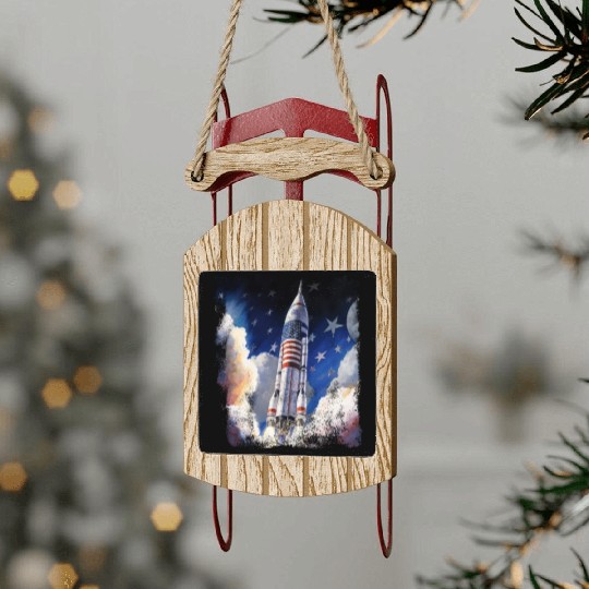 Patriotic Starship US Astronauts Stars and Stripes Sled Ornaments