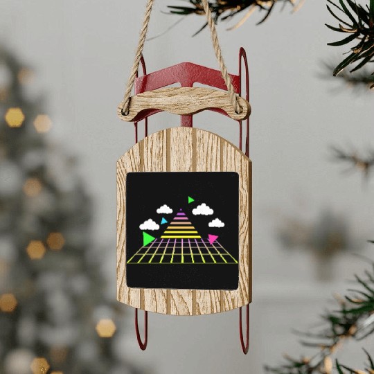 Game 8-bit pixel retro style 90s. Sled Ornaments