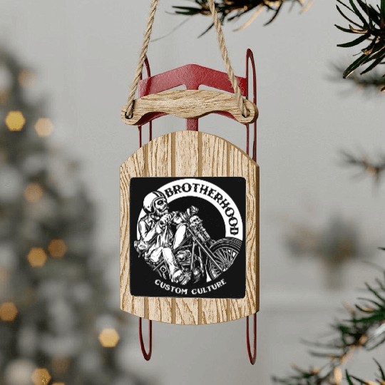 Riding brotherhood culture, skeleton riding a bike Sled Ornaments