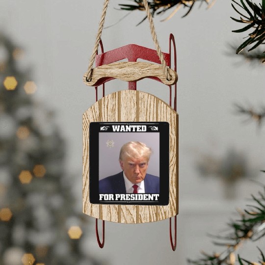 Wanted Donald Trump For President 2024 Sled Ornaments