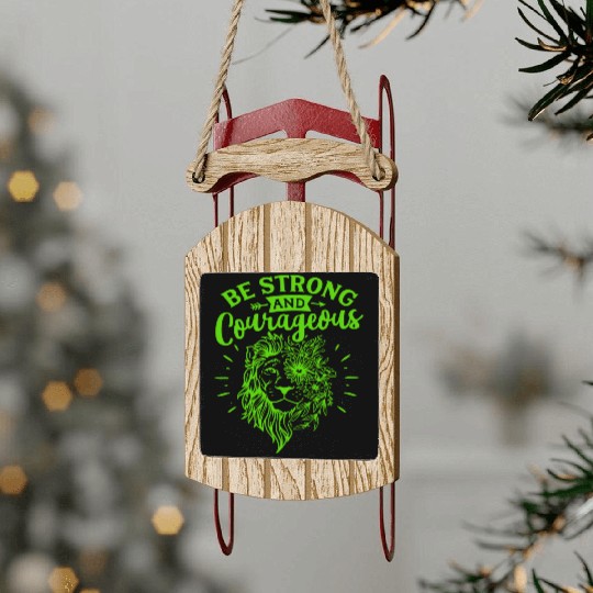 Green And Navy Be Strong Sled Ornaments