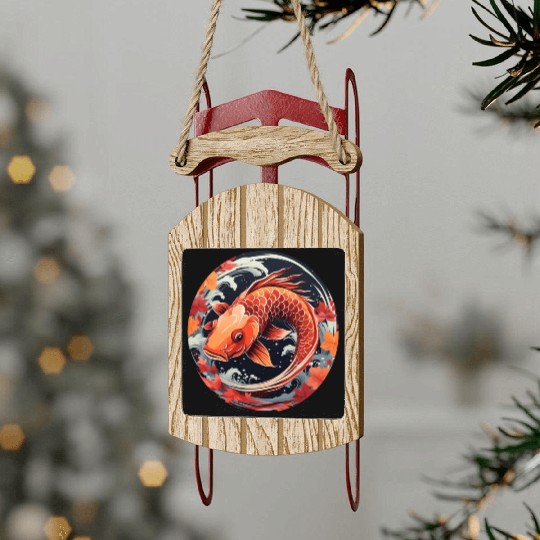 Autumnal Koi Fish at Sunset Sled Ornaments