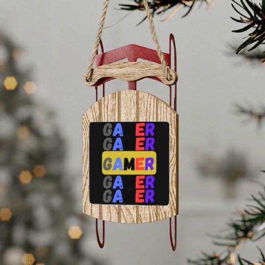 Distressed Retro Gamer Sled Ornaments